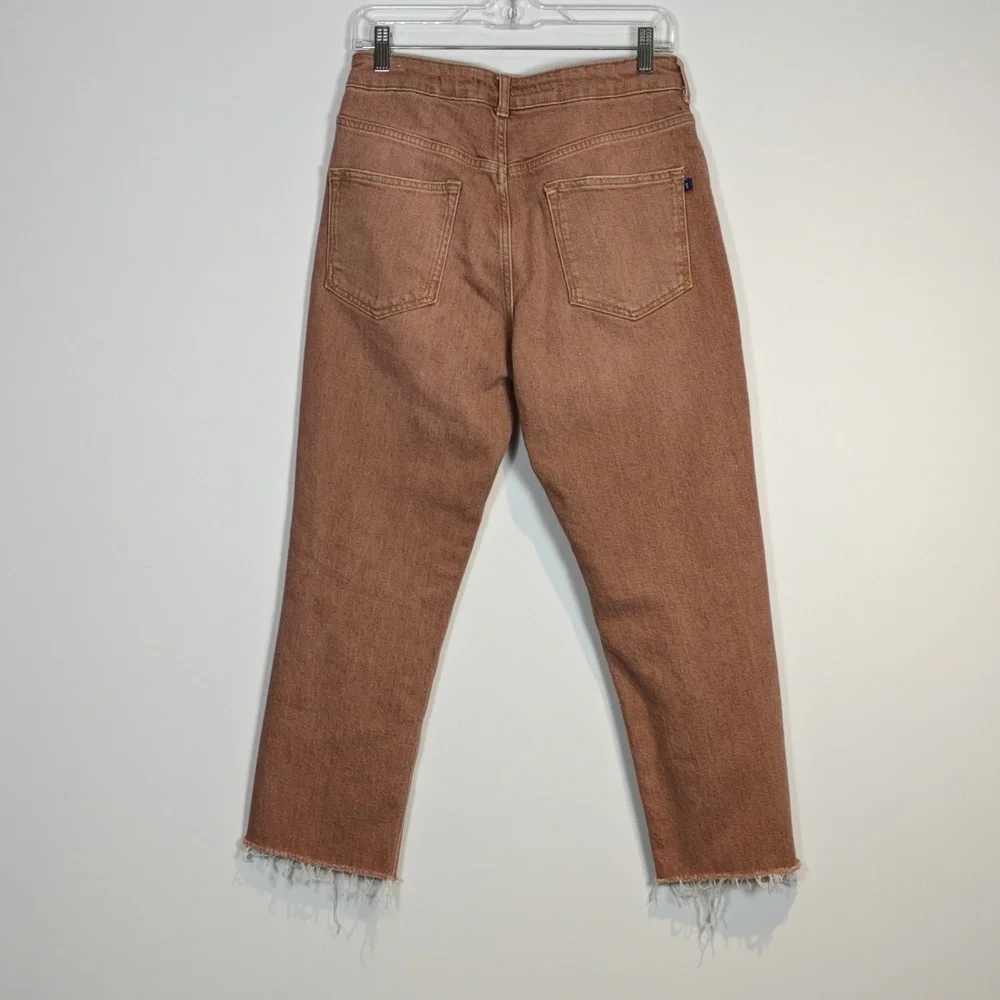 ANTHROPOLOGIE PILCRO The Vintage Straight Brown/Pink Busted Knees Jeans Size 30 - Picture 12 of 16